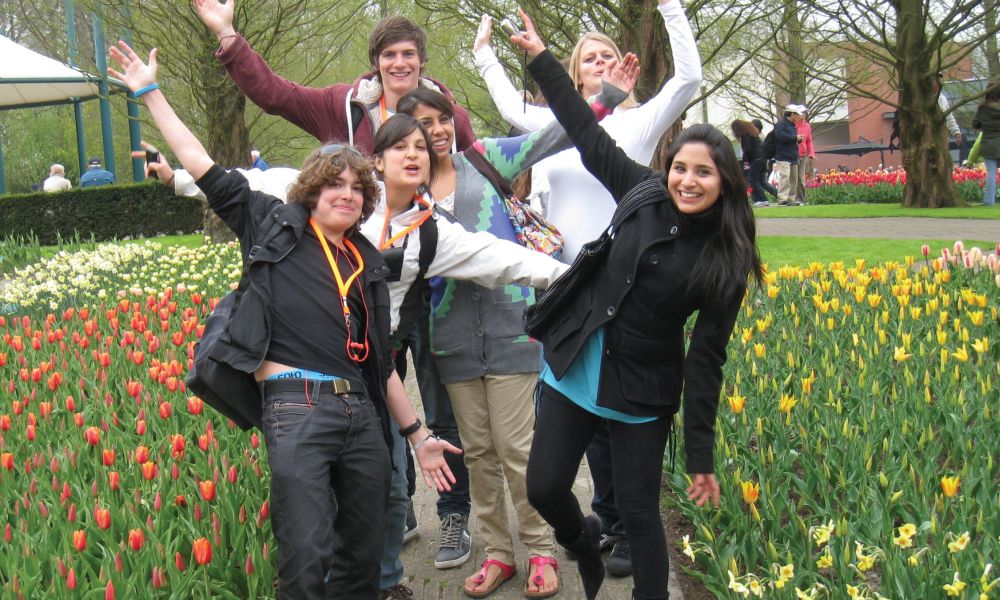 High School-uitwisseling in Nederland - bloementuin