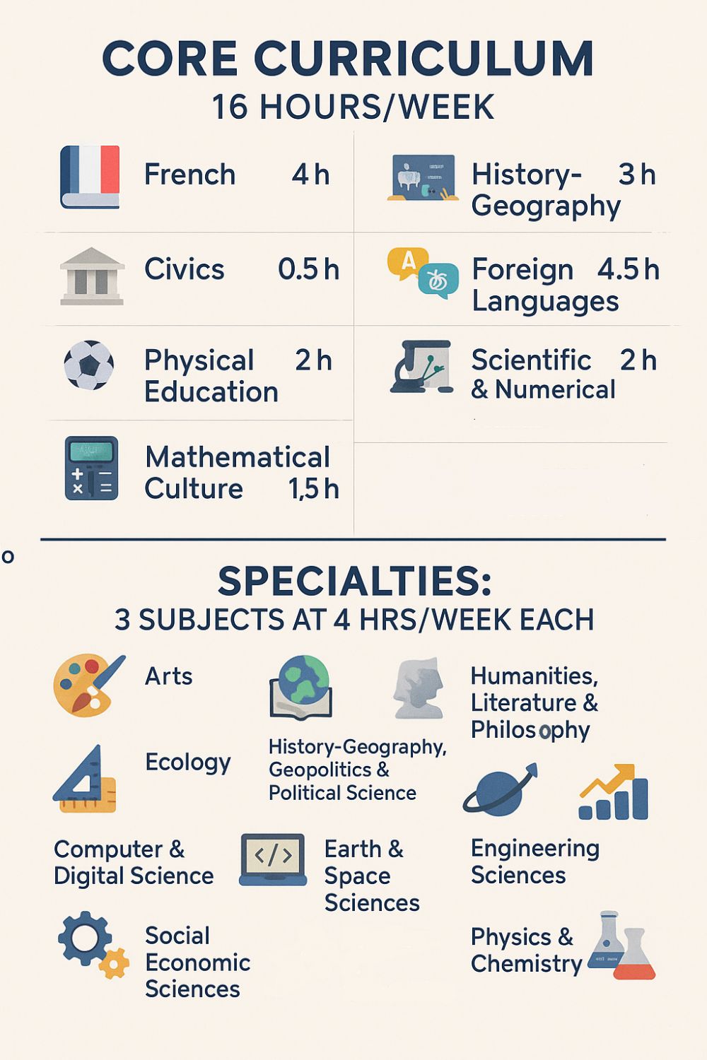 11th grade in France - 11th grade subjects