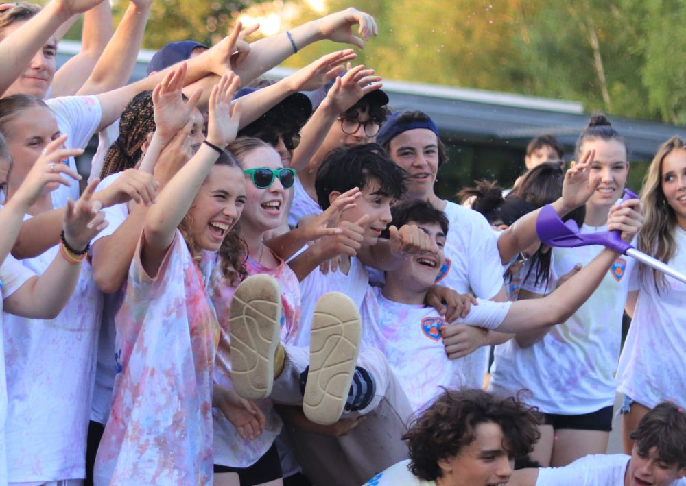Teenagers at a French language summer camp doing activities together in France