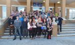 A-Level in England - exchange students at the front door of the College